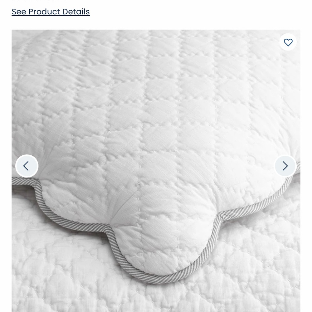 White Quilted Pillow with Gray Trim - Picture 3 of 6